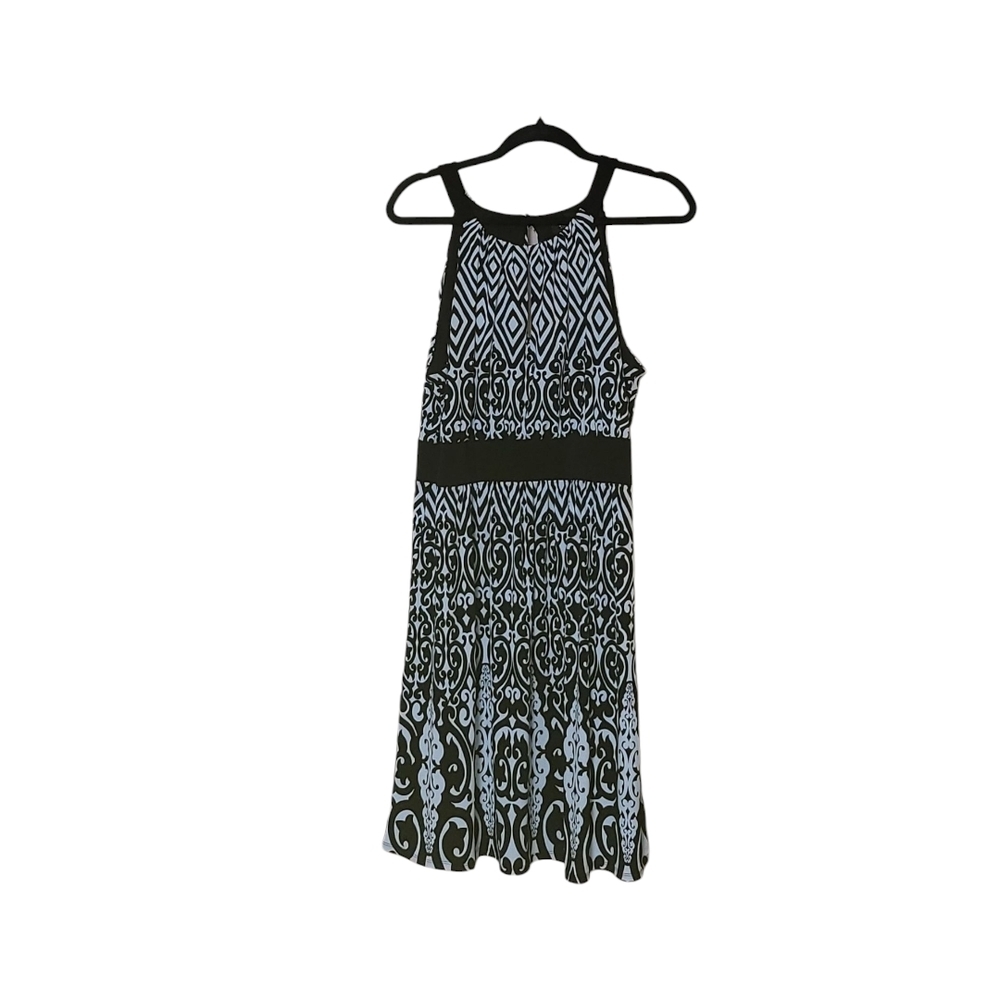 Elegant Black and White Patterned Dress Size Large
